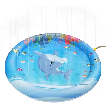 

Kids Splash Sprinkle Play Mat Inflatable Summer White Dolphin Sprinkler Splash Playmat Outdoor Water Toy for Boys Girls 100cm