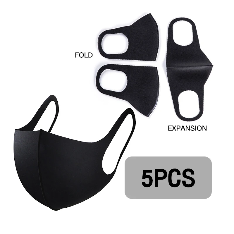 

5Pcs Unisex Sponge Face Mask PM2.5 Pollen Anti Dust Mask Anti Pollution Mask Ice Elastic Earloop Face Mouth Mask Reusable