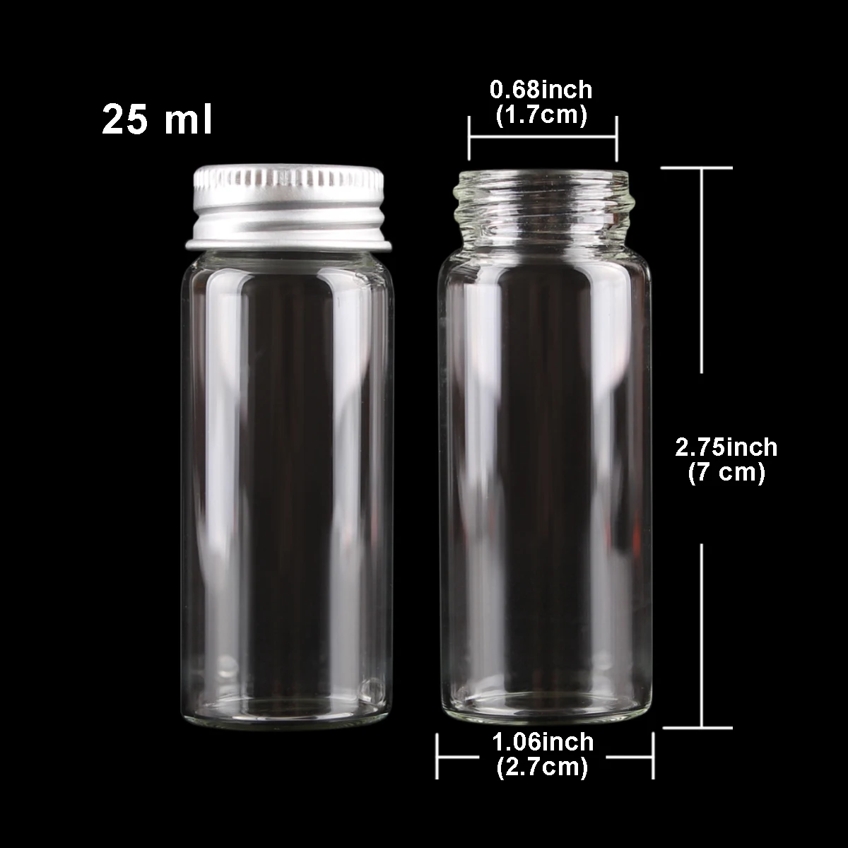 5pcs 25ml 27*70mm Clear Glass Bottles with Aluminum Caps Glass Jars Potion bottles Glass Vials Spice Jars for Art Craft 2