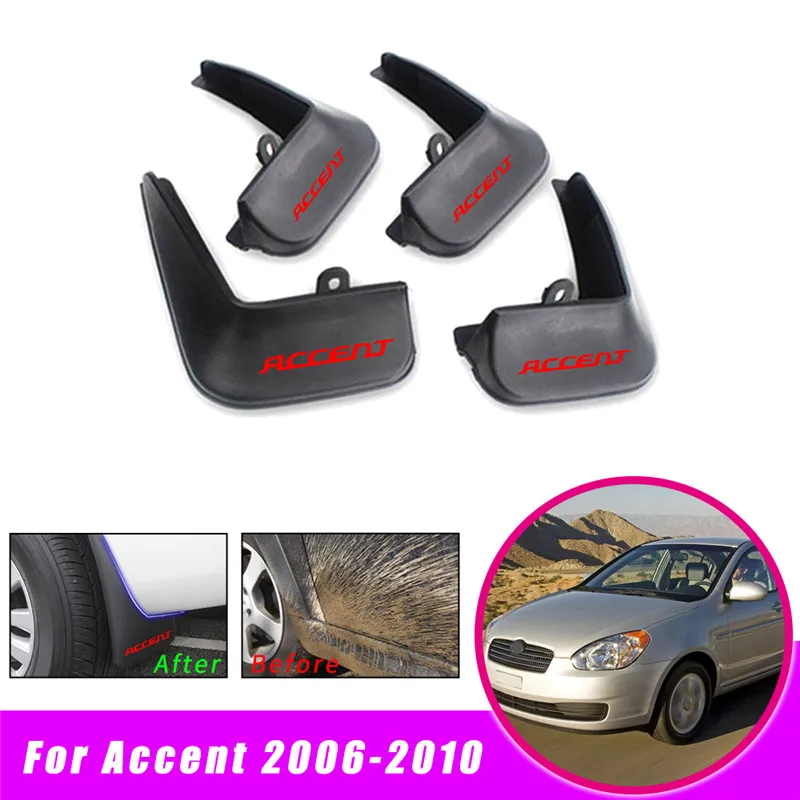 Брызговики для hyundai Accent седан 2006-2010 для крыло всплеск ограничители Брызговики автомобильные аксессуары 4 шт - Цвет: Красный
