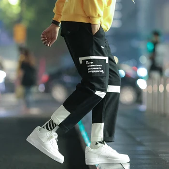 

Track Pants Men Streetwear Mens Joggers Pants Harem Mens Pants Hip Hop Tactical 2019 Plus Size Hit Color Patchwork Casual
