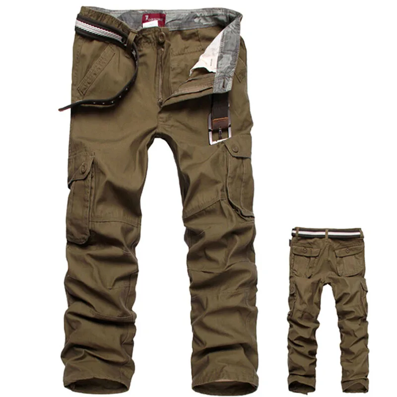 Городские тактические брюки-карго, мужские армейские военные брюки, хлопковые брюки с множеством карманов, мужские повседневные брюки, камуфляжные брюки цвета хаки