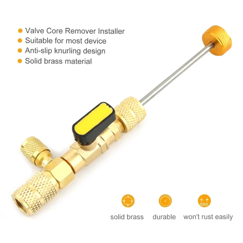 Acheter Outil d'installation de dissolvant de noyau de Valve R410/R22,  double taille, Port 1/4 5/16, outil de cvc avec 10 pièces de Valve 5V1