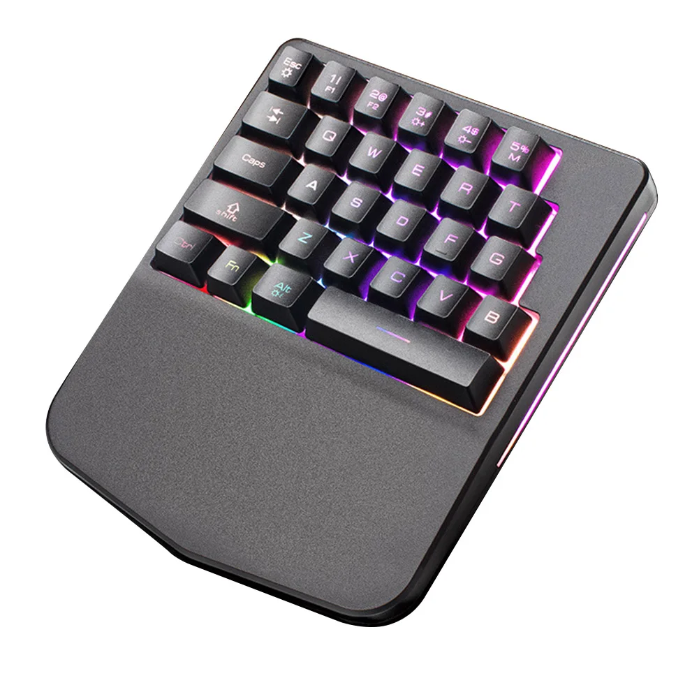  28 Keys Wired Mini Keyboard Rainbow Backlight One Hand USB Keypad for Dota OW PUBG Game JLRJ88