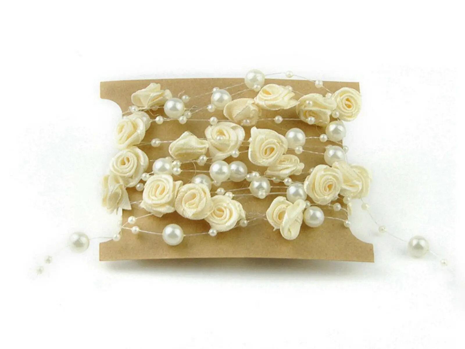 5 Meter Fishing Line Pearls Beaded Ribbon Flower Bouquet Garland Wedding Decor
