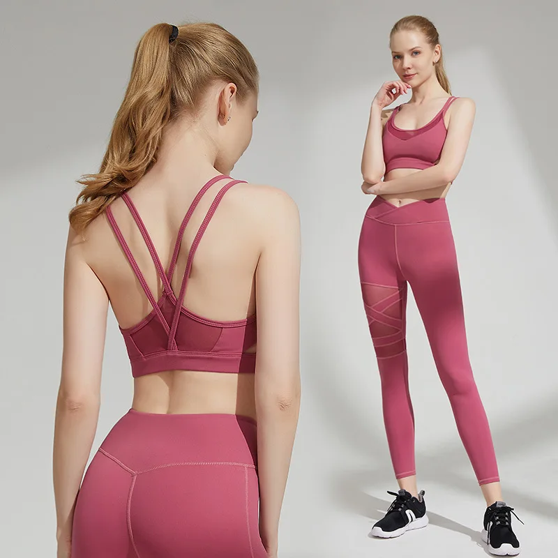Sportswear Yoga Suit Casual Women Outfit Sexy Hip-Up Fitness Bra + Sports Pants 2-Piece Set Europe America Summer Suit For Women