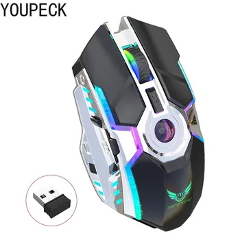 

2020 New Wireless Mouse Rechargeable RGB Light Emitting 2.4G Mouse 2400DPI Ergonomic Design ABS Material for Windows 7/8/10
