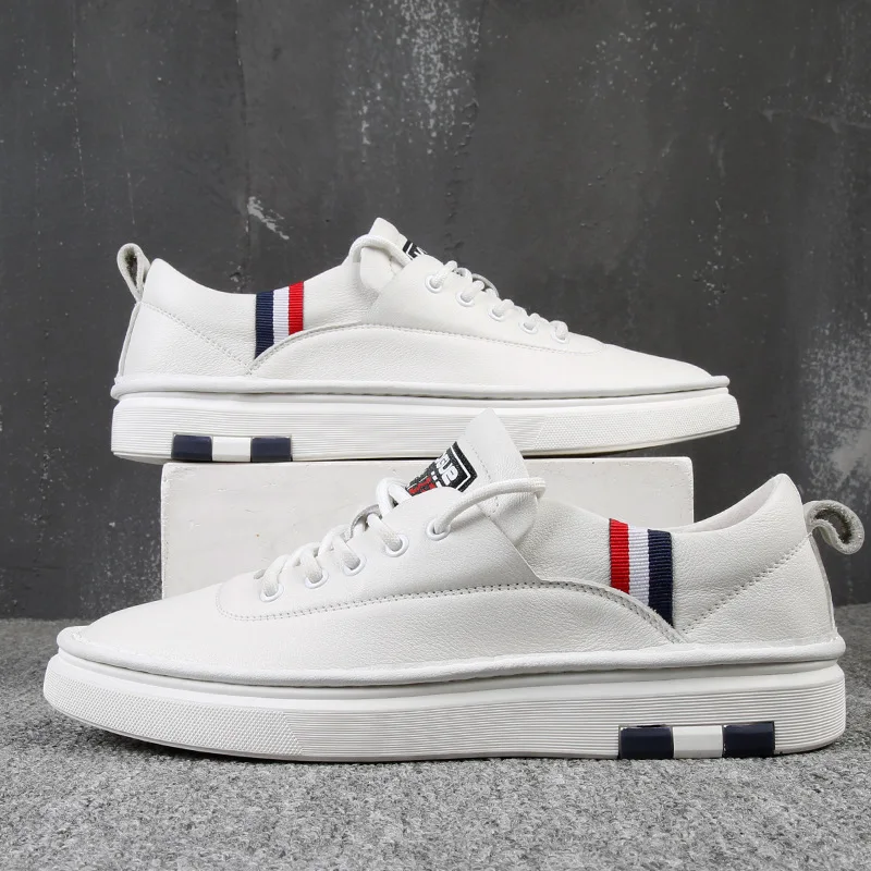 

2019 Autumn Trend MEN'S Leather Shoes First Layer of Leather Shoes Men's Casual Shoes White Versatile Leather Shoes MEN'S SHOES
