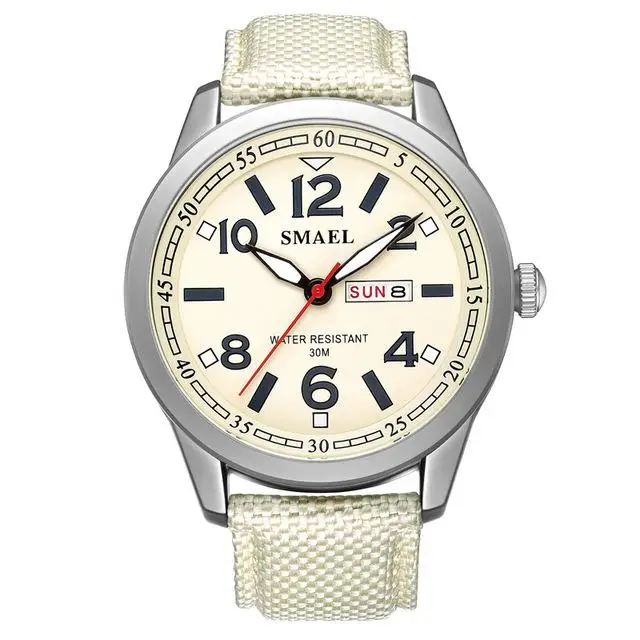 Новая мода Smael мужские цифровые часы военный Топ бренд кожаный сплав большой циферблат спортивные часы водонепроницаемые цифровые наручные часы - Цвет: Khaki