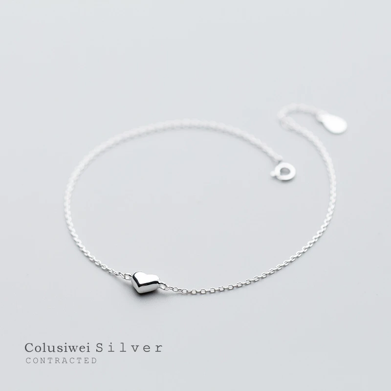 Colusiwei Simple Design Heart Silver Anklet for Women 925 Sterling Silver Bracelet for Ankle and Leg Fashion Foot Jewelry Gift