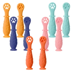 2PCS/Set Pre-Spoon Baby Spoon Set BPA Free Silicone Self Feeding Utensil Baby Weaning Spoon for Kids Ages 6 Months+