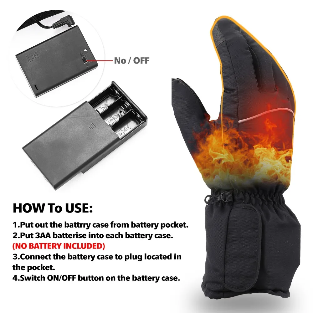 Winter Electric Heated Gloves Waterproof Windproof Cycling Warm Heating Touch Screen USB Powered Heated Gloves Christmas Gift