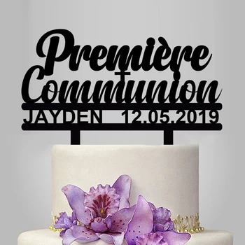 

Customized Name Date French First Holy Communion Acrylic Cake Topper For Kids Ma Premiere Communion Party Cake Decoration YC074