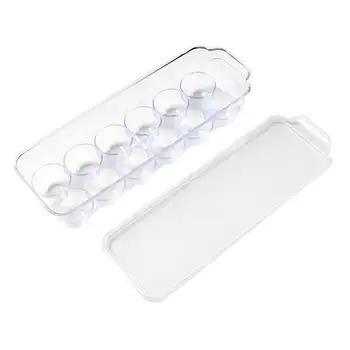 

12 Egg Tray Holder with Lid Transparent Plastic Refrigerator Eggs Storage Container (32.7x11.5x8cm)