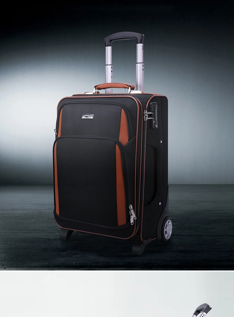 Высококлассный чемодан на колесиках, односторонний чемодан на колесиках, таможенный замок, багаж из ткани Оксфорд, коробка с замком, 20/24 дюймов, для посадки
