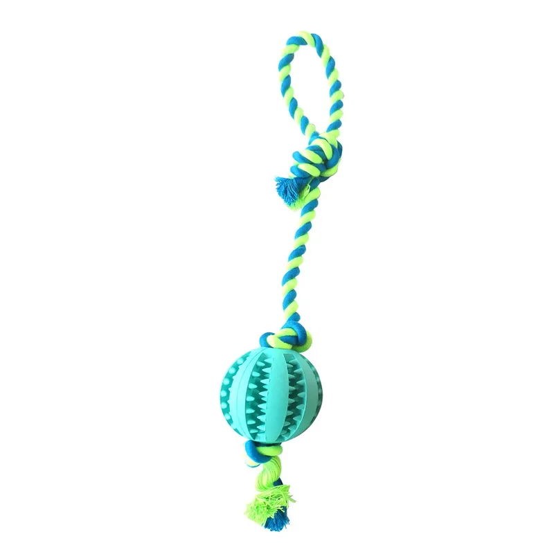 blue Интерактивные игрушки для домашних животных, Жевательные Шарики для домашних животных, мяч для маленьких, средних и больших собак, веревка для собак, игрушка для щенков, жевательные игрушки для прорезывания зубов - Цвет: blue