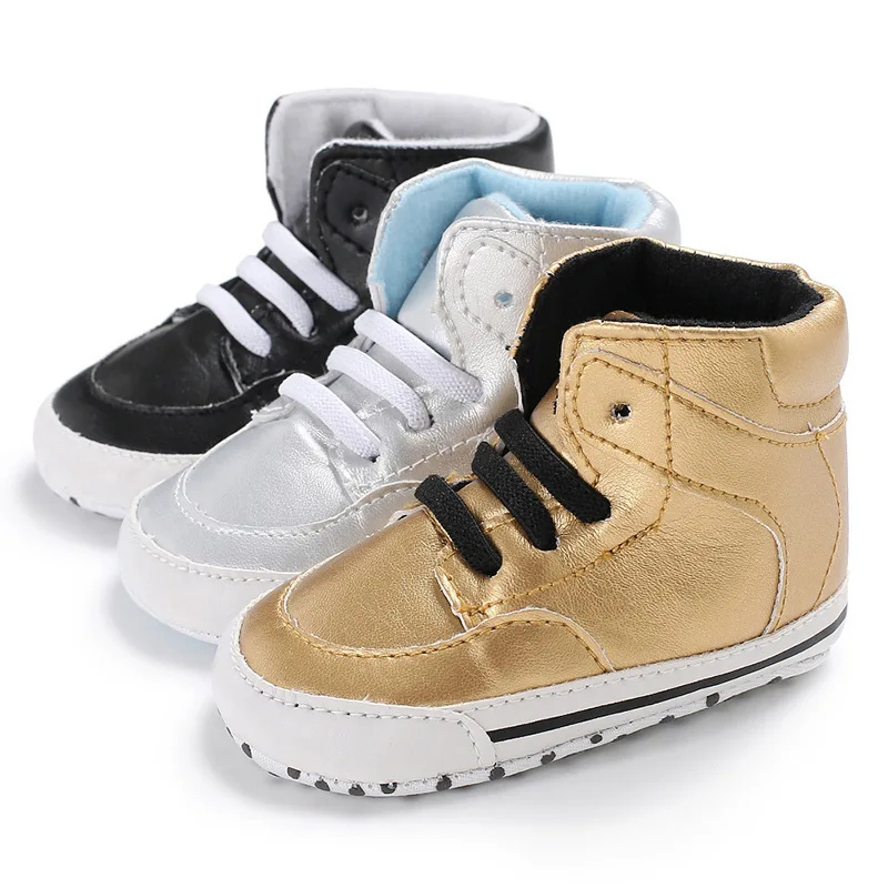 

BABY'S Shoes 0-1-Year-Old New Spring And Autumn Men And Women Mid-high Leisure Shoes PU Leather Soft Bottom Toddler Shoes