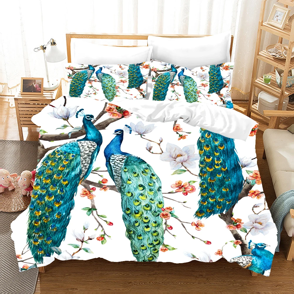 Peacock Bedding Set Animal Duvet Cover 