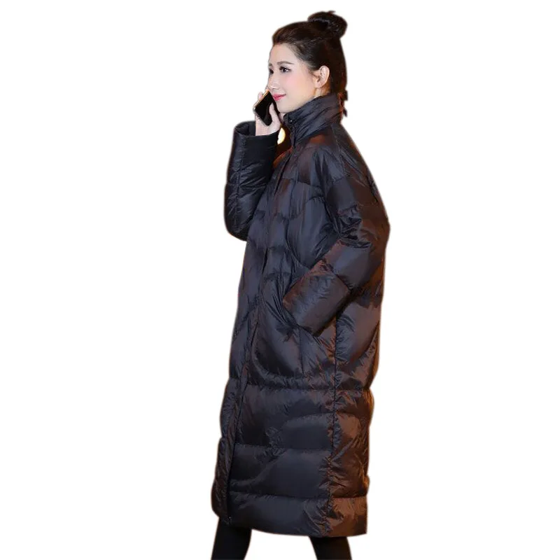 

2019 Autumn Winter Standing collar Cotton-padded Jacket Female Outerwear Girls' Long Section Parka
