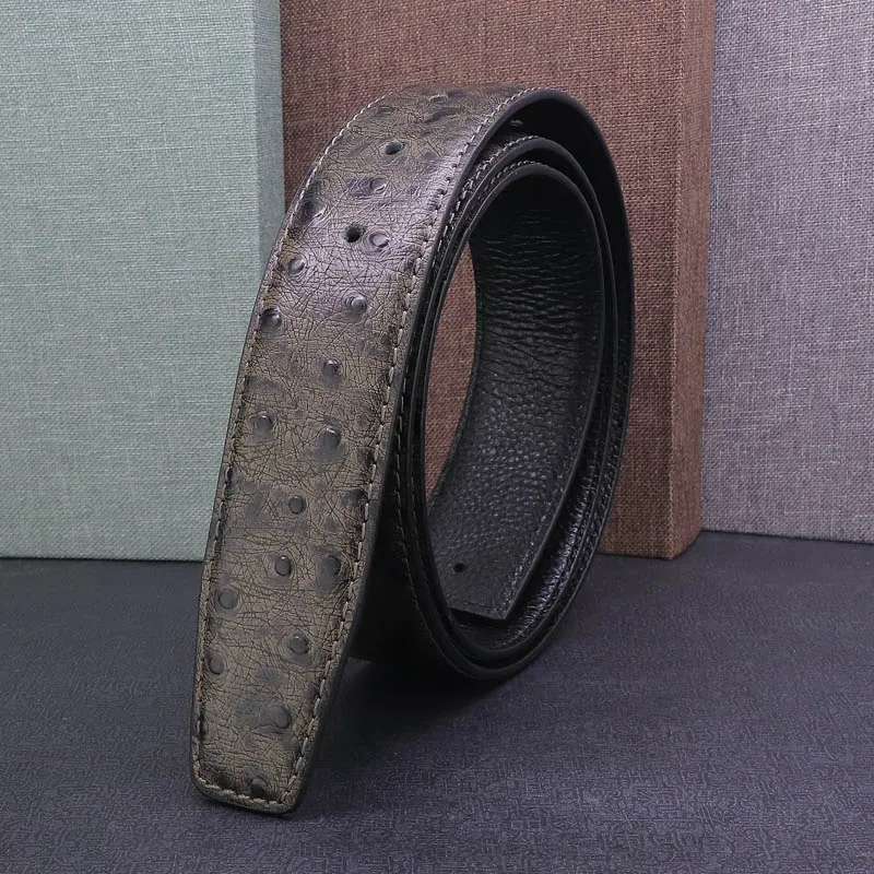 Высококачественный мужской ремень без пряжки из натуральной кожи, поясной ремень без пряжки, 3,8 см, боковой поясной ремень для скользящей пряжки - Цвет: Gray