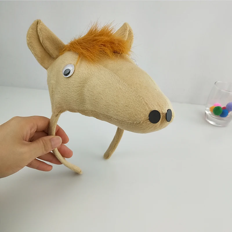 Adult Animal 3D Horse Headband Bow Tie Tail Cosplay Costume Set Performance Props Party Christmas Halloween Costume for Kids