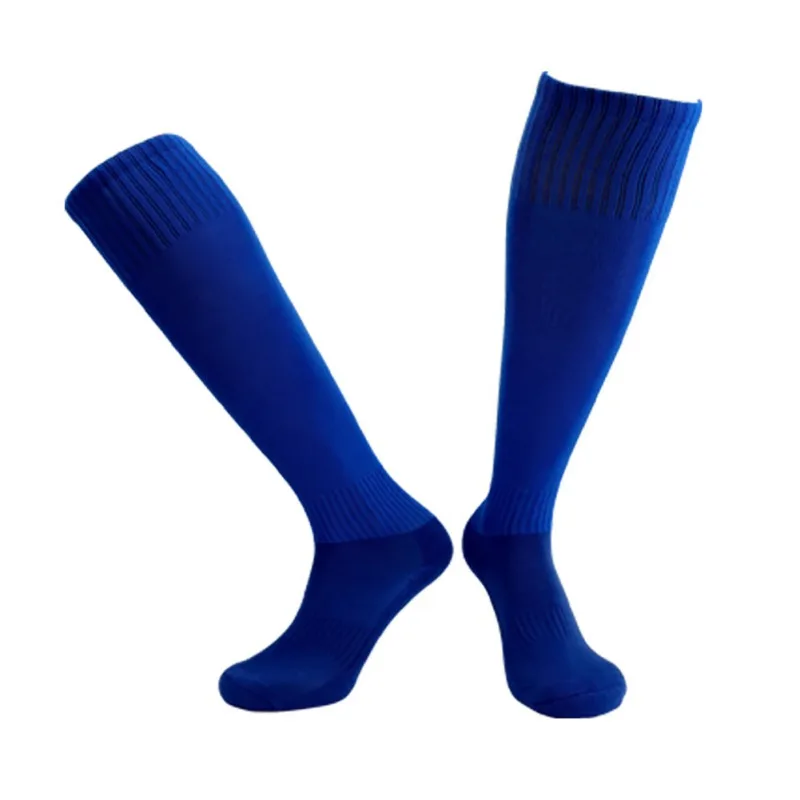 Детские футбольные носки для взрослых, длинные компрессионные утолщенные футбольные носки, спортивные носки дышащие носки, нескользящие носки для футбола - Цвет: Синий