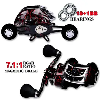 

PRO BEROS DW121 7.1:1 Baitcasting Fishing Reel Bait Casting Reels Metal Fishing Reel Aluminum Alloy 18+1BB Spool 10KG Max Drag 7
