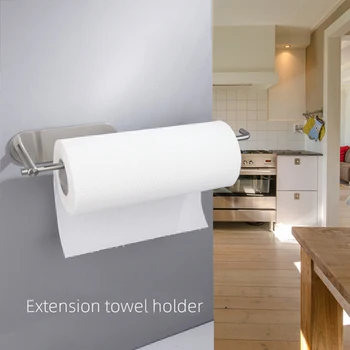 

Creative Bathroom Nail-free Seamless Rack Wall-mounted Bathroom Frame Towel Rack Stainless Steel Shelf Kitchen Organizer