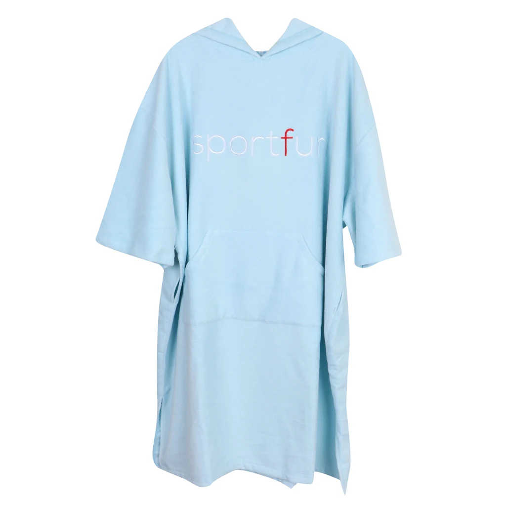 Microfiber Surf Beach Hooded Poncho Water-absorbing Quick Dry Bathrobe (Wetsuit Changing Robe/Towel) - with Large Front Poccket