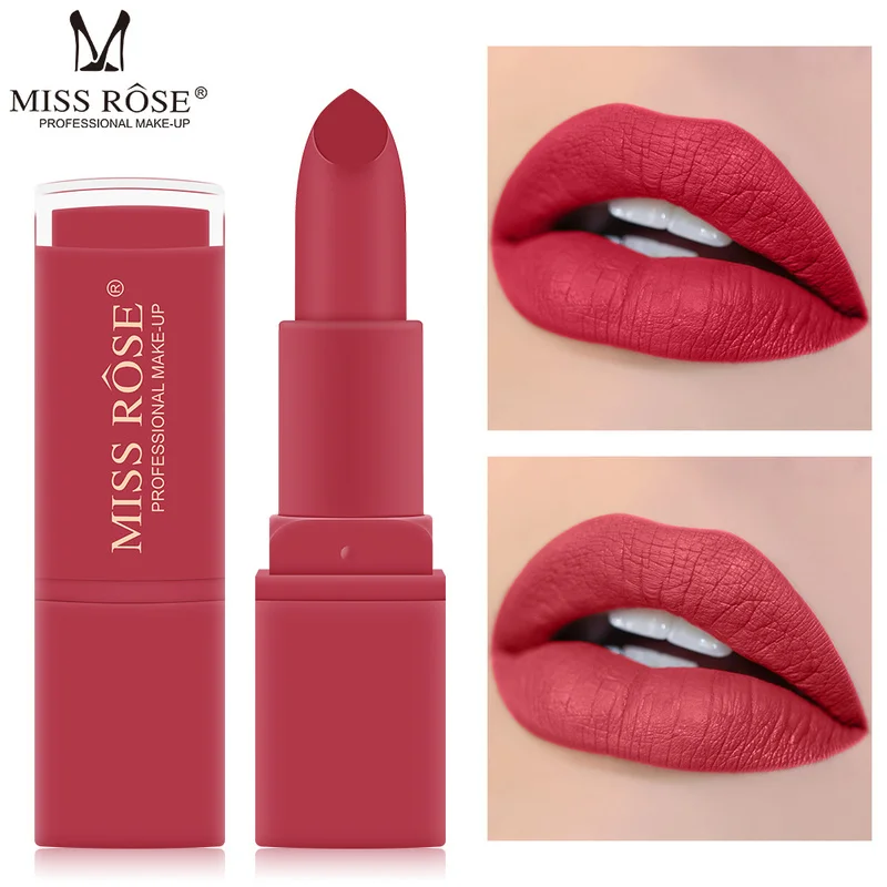 

MISS ROSE 12 Colors Pumpkin Color Lip Matte Lipstick Lips Vitamin E Waterproof Lipstick Matte Lip Gloss Women Cosmetics TSLM1