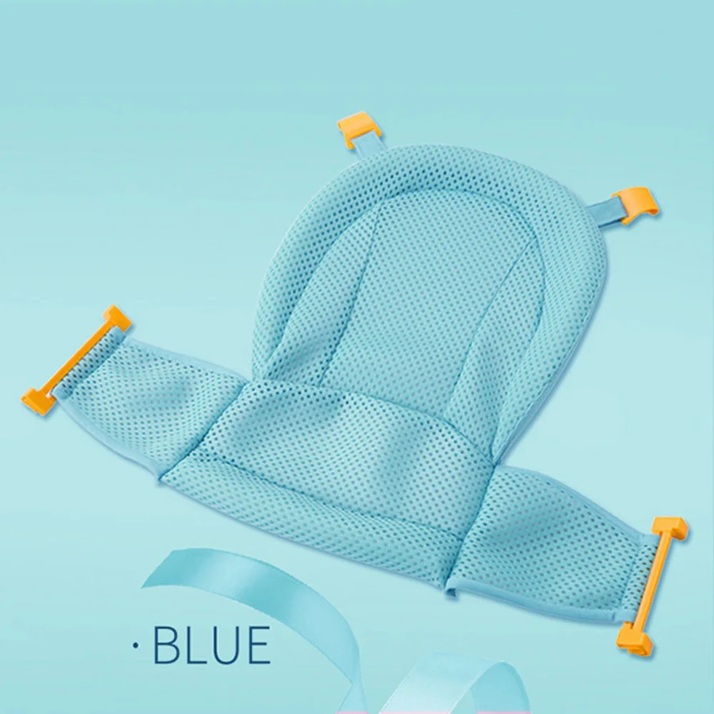 Подушка для купания младенцев Ванна детский душ портативная воздушная Подушка кровать Нескользящая Ванна коврик Детская безопасность поддержка детское сиденье для душа - Цвет: Синий