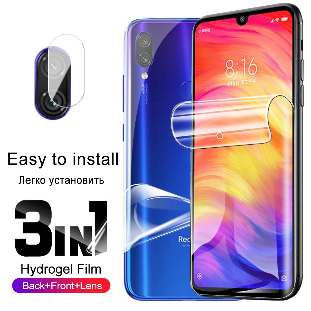 

3-in-1 Screen Back Protective Hydrogel Film For Xiaomi Redmi Note 7 Pro 7S 7Pro Camera Lens Protector On The Redmi7 A 7A Note7 S