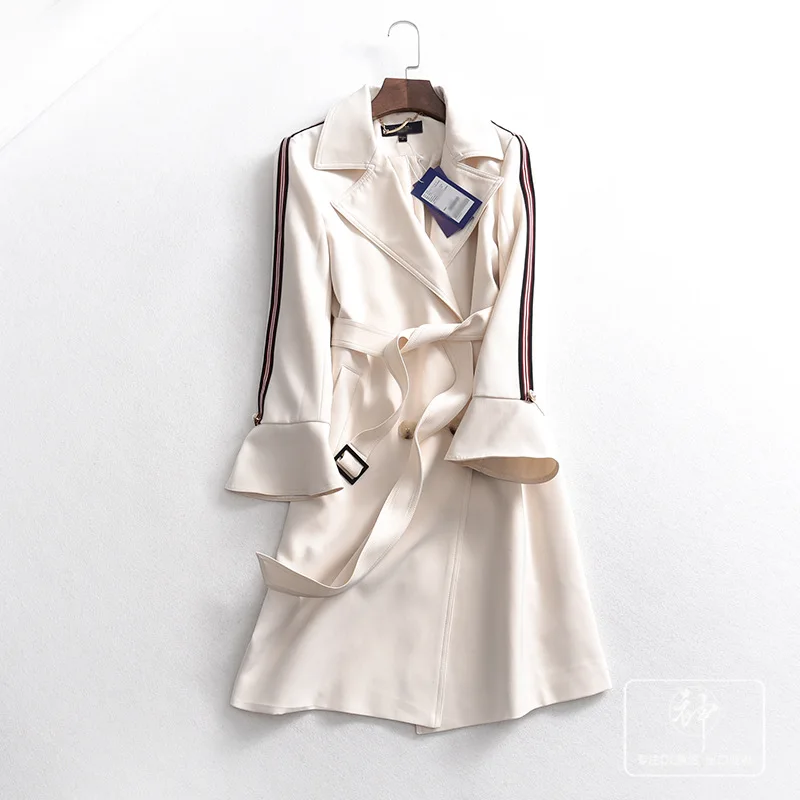 

A Generation of Elegant Commuting Suit Collar Contrast Color Double Breasted Mid-length Trench Coat Entity