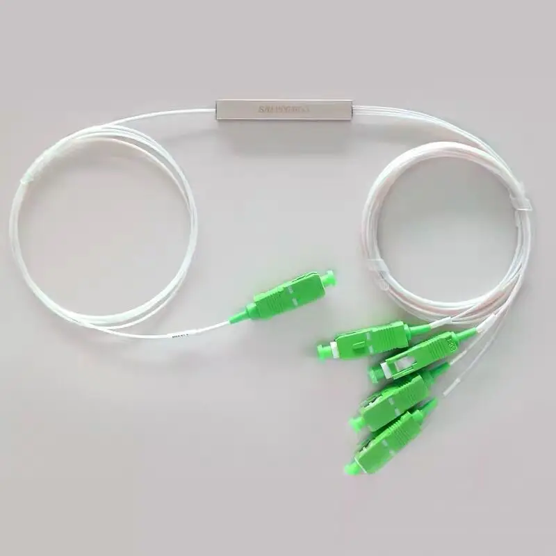

5PCS/Lot Fiber Optical PLC Splitter SC 1 : 4 Mini steel tube type 1x4 0.9mm Fiber Opitc Splitter SC/APC Connector Free Shipping