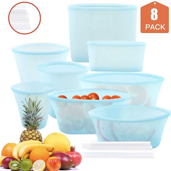 Sac à fermeture éclair en silicone pour aliments, sac de conservation frais réutilisable, sac scellé pour fruits et légumes, stockage des aliments étanche, sac à fermeture éclair 1