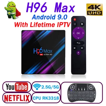 

Upgrade Android 9.0 H96 MAX Smart TV Box RK3318 4GB 64GB 4K WiFi Media Player Netflix Youtube with Lifetime IPTV Set Top TV BOX