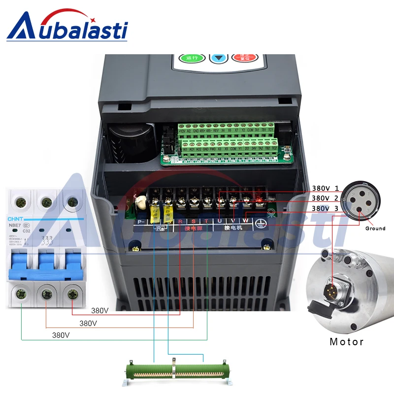 Aubalasti 3kw шпиндель водяного охлаждения 380V+ инвертор 3 фазы 380V 4KW ток 9A для ЧПУ Маршрутизатор машины