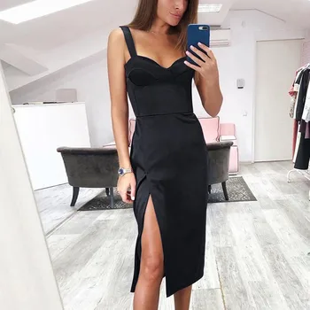 

Party Dress Women Sexy Velvet Bodycon Nightdress Knee Length Sleeveless Velvet Dress Tigth Sexy Party Dress платье женское#30