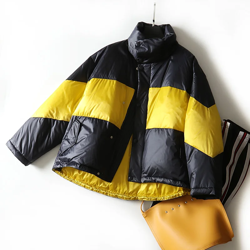 Korobov Streetwear Patchwork Striped Women Winter Coats Harajuku Long Sleeve Irregular Female Jackets Korean Parkas 79023