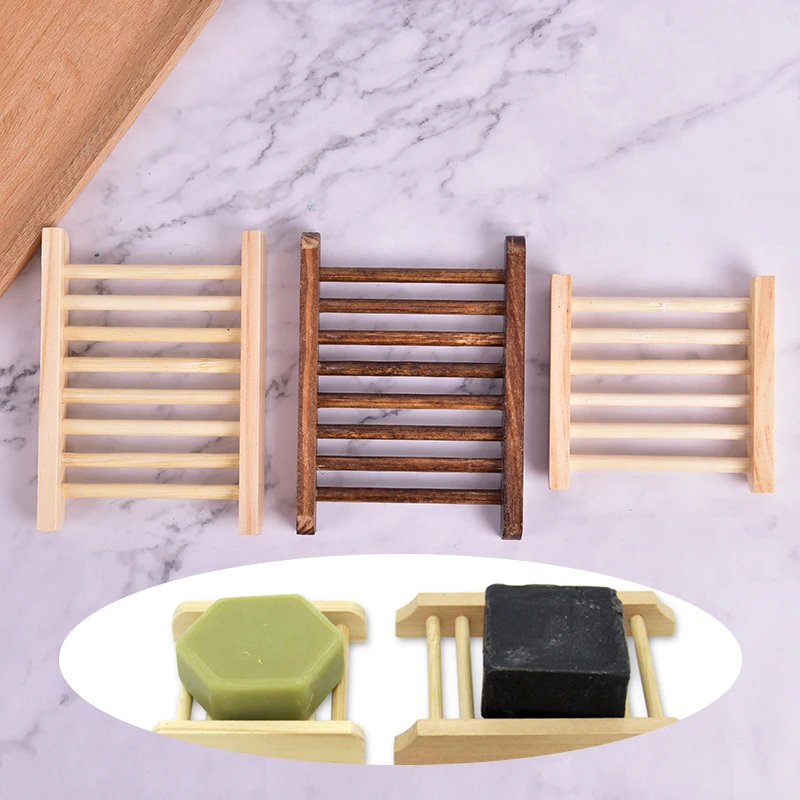 Bandeja de madera Natural para jabón, soporte de rejilla para guardar jabón, contenedor portátil para jabonera de baño