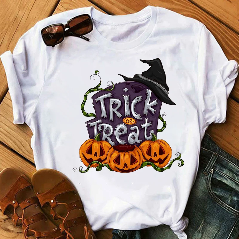 

Harajuku Woman Tshirts Women Graphic Halloween Pumpkin Tee Ladies Top Tshirt Female Causal Clothes T shirt camisetas mujer_T-Shi