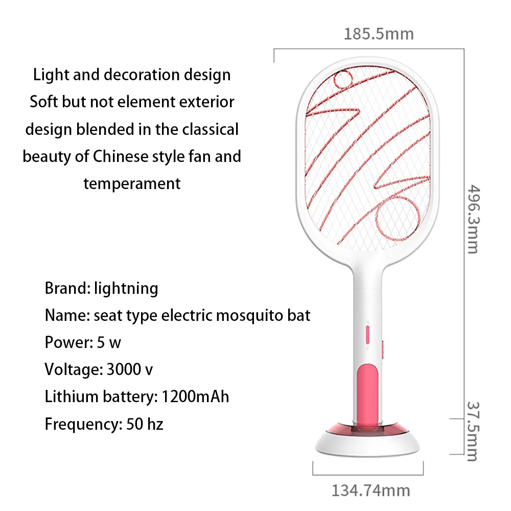 Hot Sale 3000V Electric Insect Racket Swatter Zapper USB 1200mAh Rechargeable Mosquito Swatter Kill Fly Bug Zapper Killer Trap