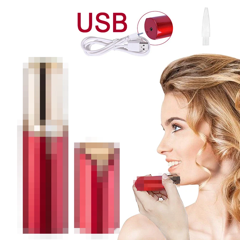 

Facial Hair Remover for Female Painless USB Recharge Mini Electric Epilator Painless Lipstick Shaver Hair Removal with LED Light