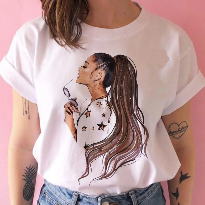 842 Женская футболка ariana grande, одежда для девочек, Повседневная футболка ulzzang, Харадзюку улззанг, kawaii 90 s, Футболка женская футболка, уличная одежда - Цвет: 842