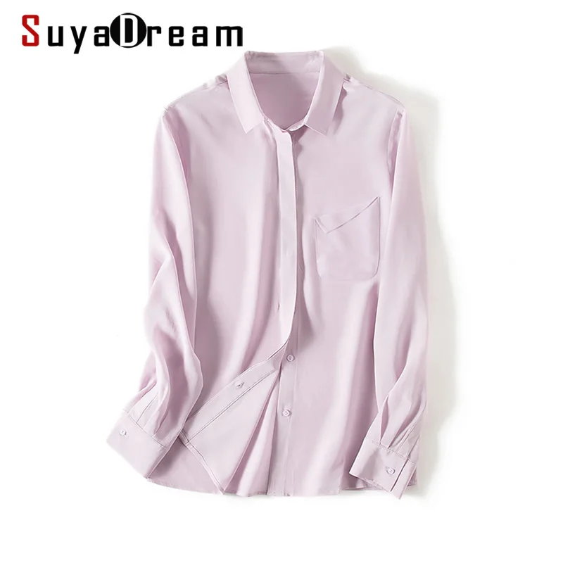 SuyaDream Женская однотонная шелковая блузка 100% натуральный шелк креп с длинными
