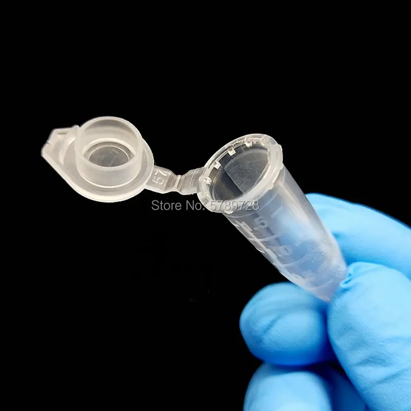 500pcs 1.5ml Transparent plastic centrifuge tube with scale V-bottom centrifugal tube with gland lid in laboratory