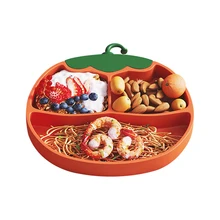 

Baby Feeding 1PC Food Grade Silicone Cartoon Pumpkin Dinner Plate Non-slip Safe Three-Frame Newborn Baby Gift