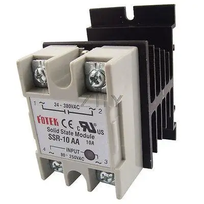 

Single Phase Solid State Relay SSR-10AA 10A AC-AC 8-250V 24-380V w heat sink