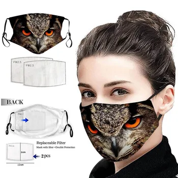 

Mascarillas New Style Adult Maske Animal Cute owl Printed Face Mask Dust-Proof Anti-Fog Haze Reusable Mouth Cover маска マスク