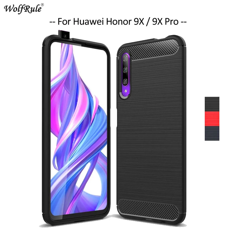 Для Huawei Honor 9X Pro Чехол Бампер Мягкий карбоновый защитный чехол для телефона
